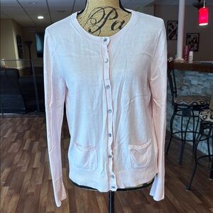 Size large Eddie Bauer light pink cardigan with pockets